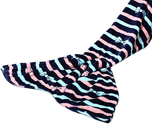 Mermaid Tail Blanket, All Seasons Knitted Blanket, Super Soft All Seasons Sleeping Blankets, All Season for Kids and Adults (Dark blue stripes)
