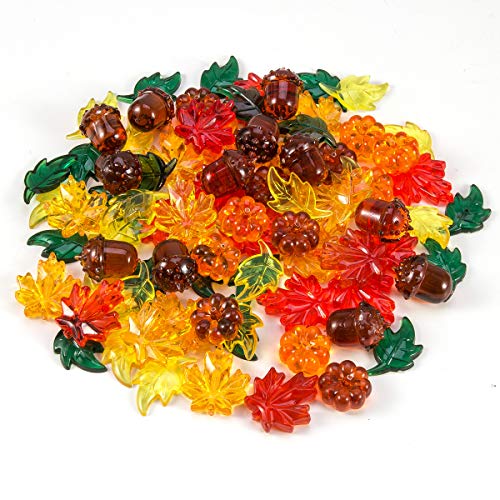 84 Pieces Acrylic Leaves Mini Acrylic Pumpkin Maple Leaves Acorns Crystals Gems for Thanksgiving Home Table Scatters Decoration Autumn Table Scatters Favor Vase Filler(5 Colors) - Thumbnail 3
