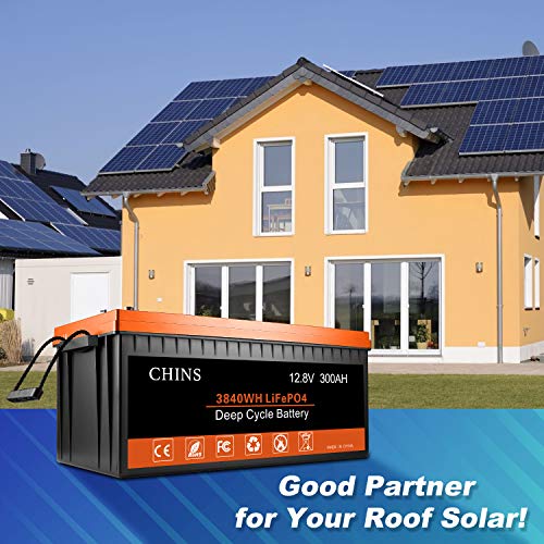 CHINS LiFePO4 Battery 12V 300Ah Lithium Battery - Built-in 200A BMS, 2000~5000 Cycles, Perfect for Replacing Most of Backup Power, Home Energy Storage and Off-Grid etc. - Image 5