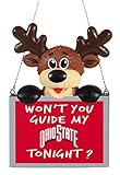 2015 NCAA Team Logo Reindeer With Sign Holiday Tree Ornament-Ohio State Buckeyes