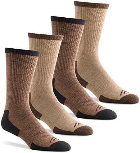 Hidden Peak Outdoor Men's Wool-Free Performance Hiking Crew Socks - Taupe/Brown (Men's Shoe Size 6-12)