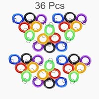 Pack of 36 Colorful Spring Spiral Wrist Coil Key Chain, Wristband Key Ring (Assorted Color)