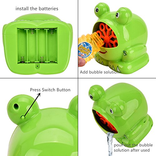 Showin Little Kids Bubble Machine - Automatic Bubble Maker Machine Durable High Output Bubble Blower,Frog Shape Easy to Use Bubble Blowing Machine