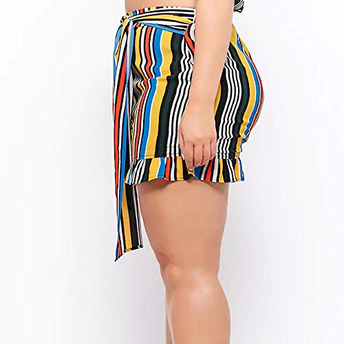 Fine Hot Pants Womens Summer Stripe Plus Size Fashion Casual Boknot Bandage Shorts