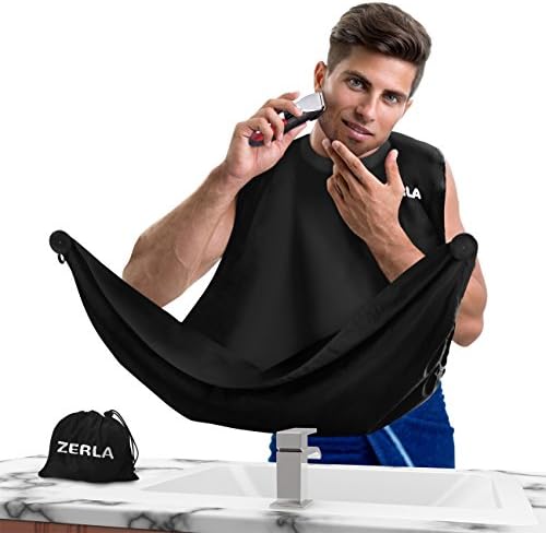 ZERLA Beard Apron with Suction Cups - Beard Trimming Catcher Reduces Mess and Saves Time - Convenient and Easy to Use, One Size Fits All - Premium Grooming Cape, Perfect Gift for Bearded Men