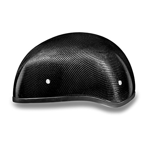 Daytona Helmets Carbon Fiber Slim Line Skull Cap Half Shell Helmet (X-Large) with Head Wrap and Draw String Bag