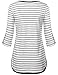 Messic Women's V-Neck 3/4 Roll Up Sleeve High Low Hem Casual Striped Tunic Shirts