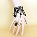 Udobuy®Gothic Retro Lace Slave Bracelet with Ring Wedding Wristband Black Flower Ring Bracelet