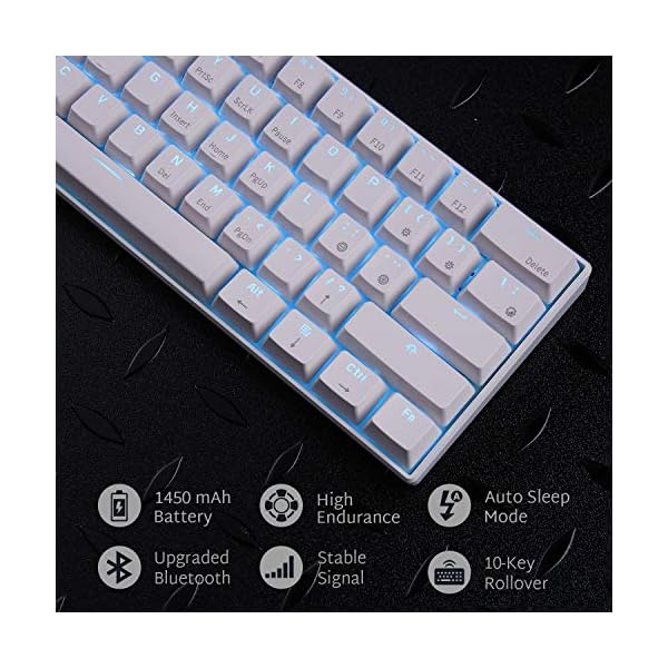 RK-ROYAL-KLUDGE-RK61-Wireless-60-Mechanical-Gaming-Keyboard-Ultra-Compact-Bluetooth-Keyboard-with-Clicky-Blue-Switch-Compatible-for-Multi-Device-Connection-White RK ROYAL KLUDGE RK61 Wireless 60% Triple Mode BT5.0/2.4G/USB-C Mechanical Keyboard, 61 Keys Bluetooth Mechanical…