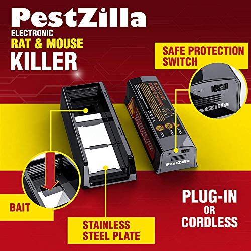 PestZilla™ Electronic Rodent Trap - Powerful, Easy and Safe Way to Kill Rats, Mice and Squirrels
