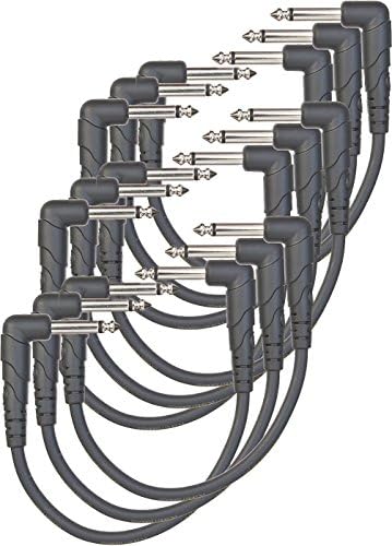 9 Pack Planet Waves Classic Series Instrument Cable with Right Angle Plug, 0.5 feet (9 Pack)