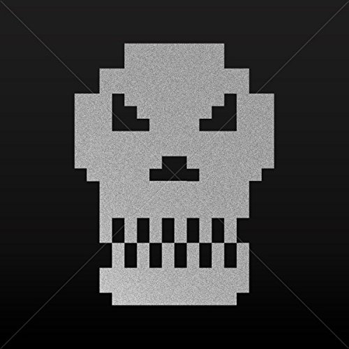 Sticker Digital Arcade Skull Decoration Motorbike Racing Garage Store Silver-Matte (14 X 10.6 In)