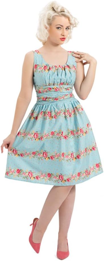 VOODOO VIXENFloral 50s Rockabilly Vintage Summer Dress (XS) Light Green