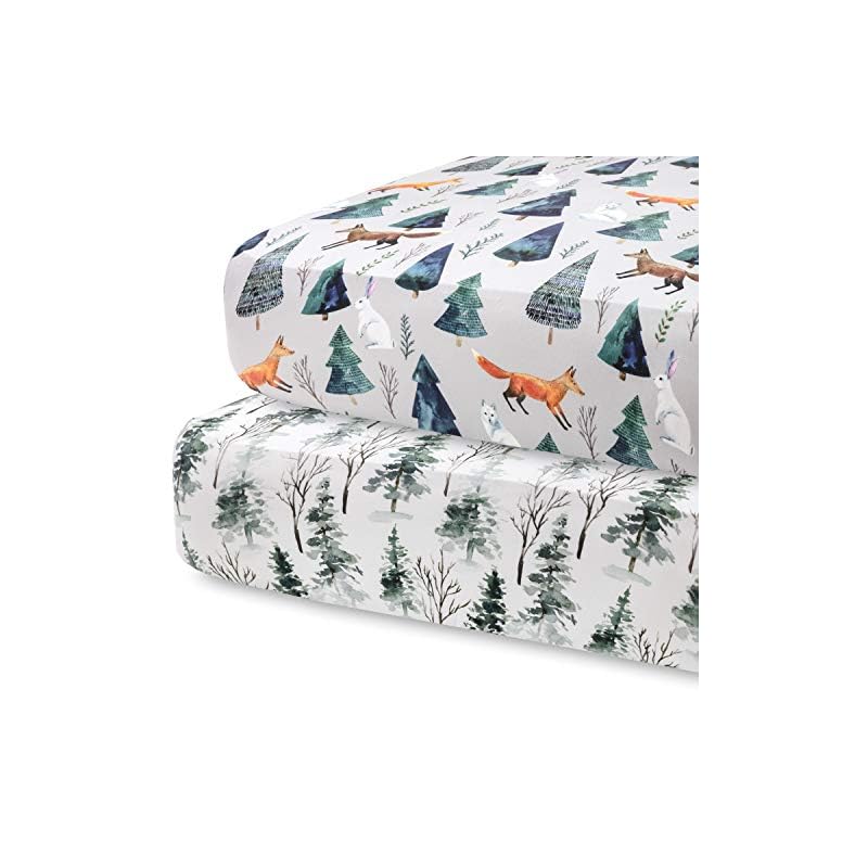 Pobi Baby – 2 Pack Premium Fitted Crib Sheets for Standard Crib Mattress – Ultra-Soft Cotton Blend, Stylish Animal…