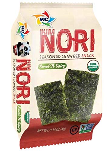 Kimnori Seasoned Organic Seaweed Snack (Sweet 'N Spicy 3 Pack), USDA ORGANIC, Gluten Free, No MSG, NON-GMO, Vegan, Kosher