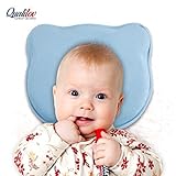 Newborn Head Shaping Pillow- Soft Memory Foam Baby Pillow for Neck Support and Flat Head Syndrome (Plagiocephaly) Prevention- Blue