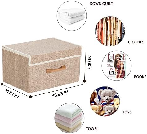 Large Foldable Storage Cube Basket Bin 16.93 " x 11.8" x 7.09" (Cream)