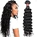 BLACKMOON HAIR Brazilian Virgin Human Hair Deep Wave Bundles One Bundle Unprocessed Virgin Human Hair Bundle Extension Deep Curly Human Hair Weave Natural Color(12 Inch)