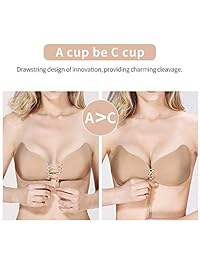 Adhesive Bra 3 Pack Silicone Sticky Bra, Strapless Backless Bra Invisible Bra with Nipple Covers