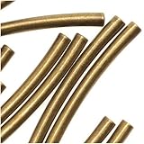 Antiqued Brass Curved Tube Noodle Beads 26mm (20 Beads)