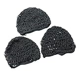 Rugjut Thick and Short Hair Net Snoods，Women Hair Net for Sleeping , 3 Pack , Black