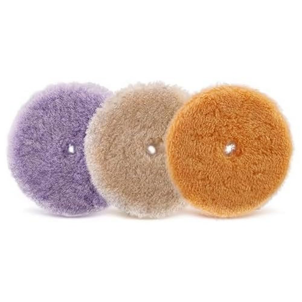 SPTA Lambskin pad, Velcro polishing pads, lambswool hood, lambskin, 3-piece 150 mm polishing disc, polishing set, wool pad, lambswool 150 mm Velcro pad polishing disc for car polishing machine