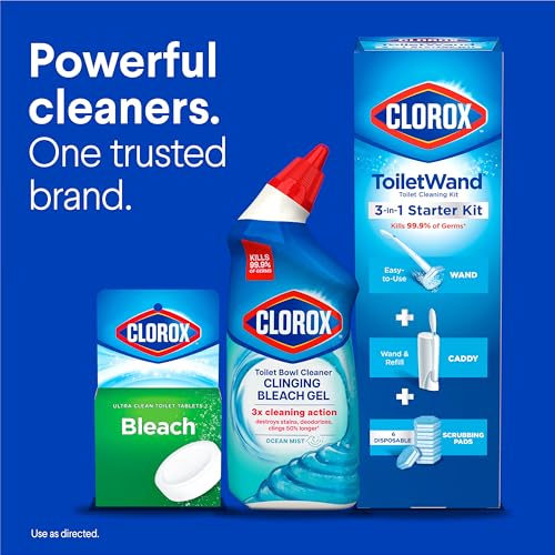 CLOROX TOILET BOWL CLEANER CLINGING BLEACH GEL, OCEAN MIST, 24 FL OZ, PACK OF 2 (PACKAGE MAY VARY)