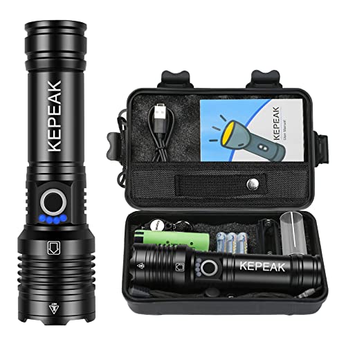 KEPEAK Flashlight High Lumens Rechargeable, 10000