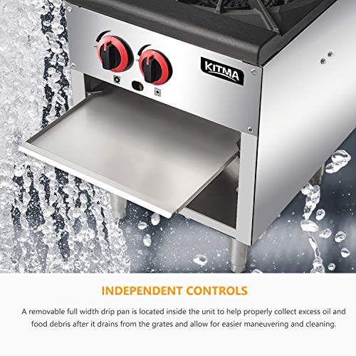 Commercial Countertop Stock Pot Stoves KITMA 18 Inches 2 Burner