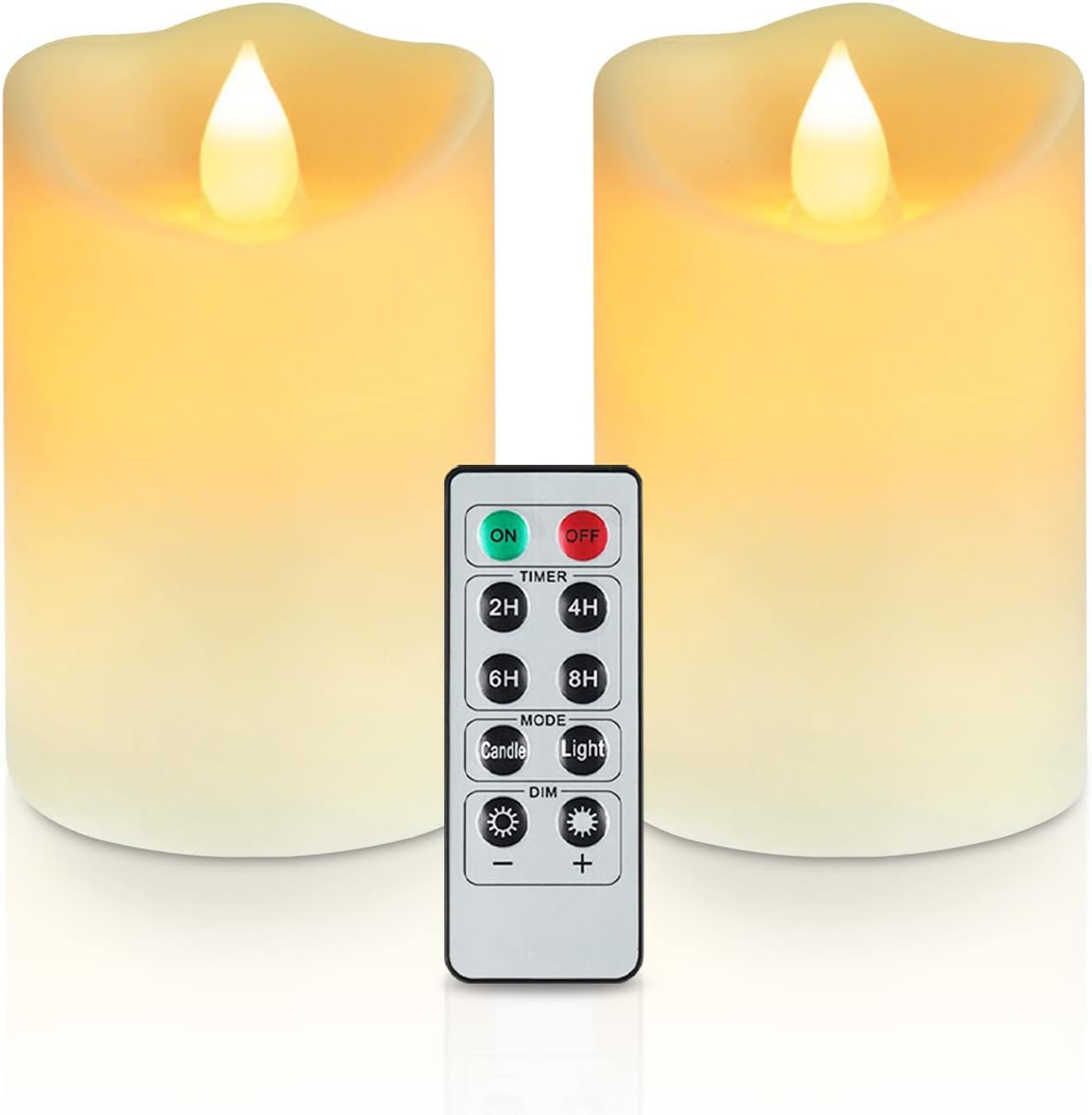 Lighting - Enido 5” x 3.25” Flickering Flameless Candle Outdoor Waterproof Flameless Candles Battery Operated Candles Led Candles with Remote Control Pack of 2(Ivory)