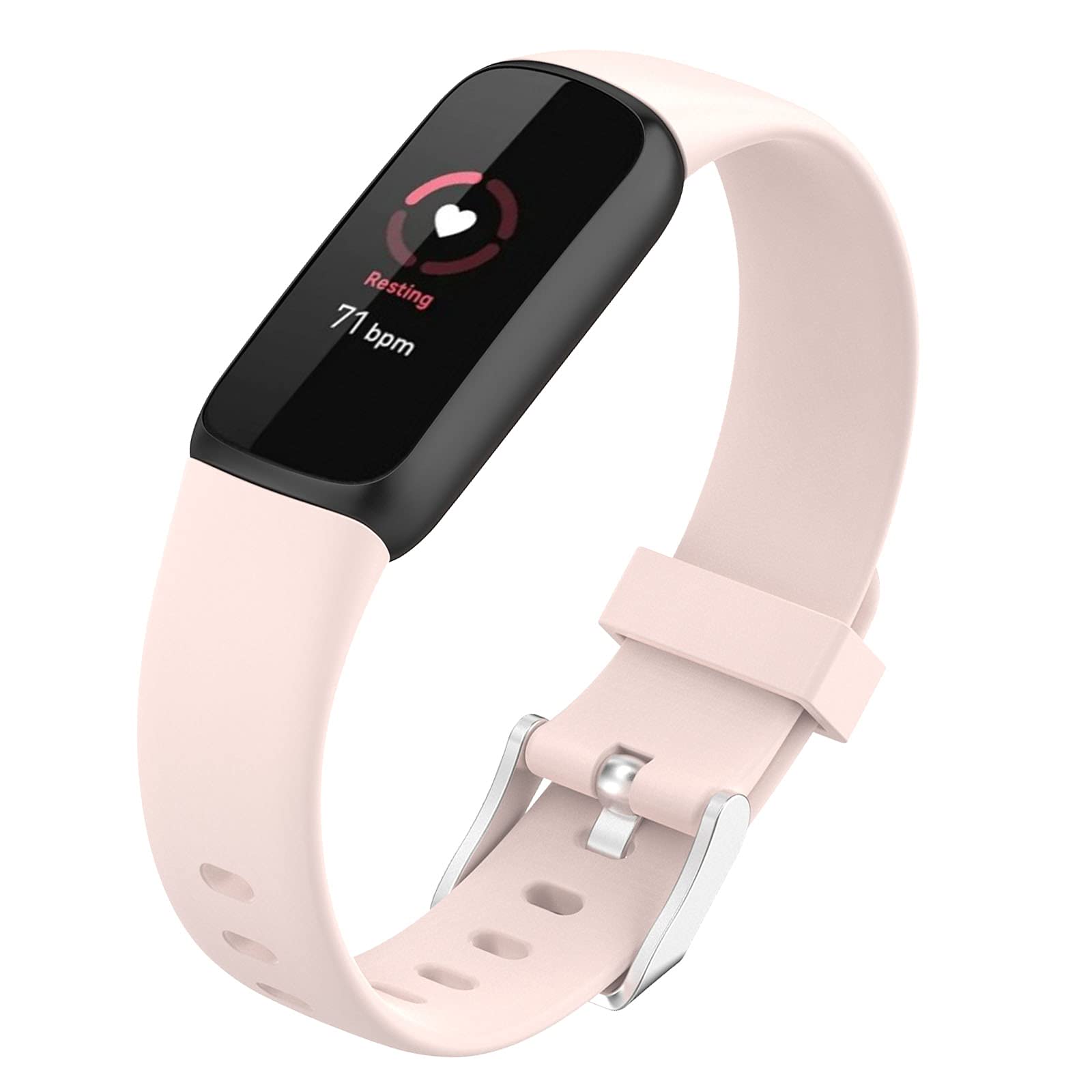 FunBand Compatible with Fitbit Luxe Strap Bands, Soft Silicone Classic Wristband Bracelet Band Accessory Replacement Wristbands fit for Fitbit Luxe Smart Watch (1 Pack,Light Pink)