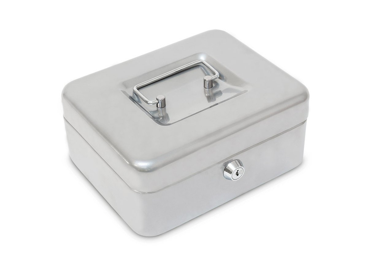Alco-Albert 841 – 36 Lockable Storage Box Cash Box, 195 x 145 x 80 mm – Silver — image 1