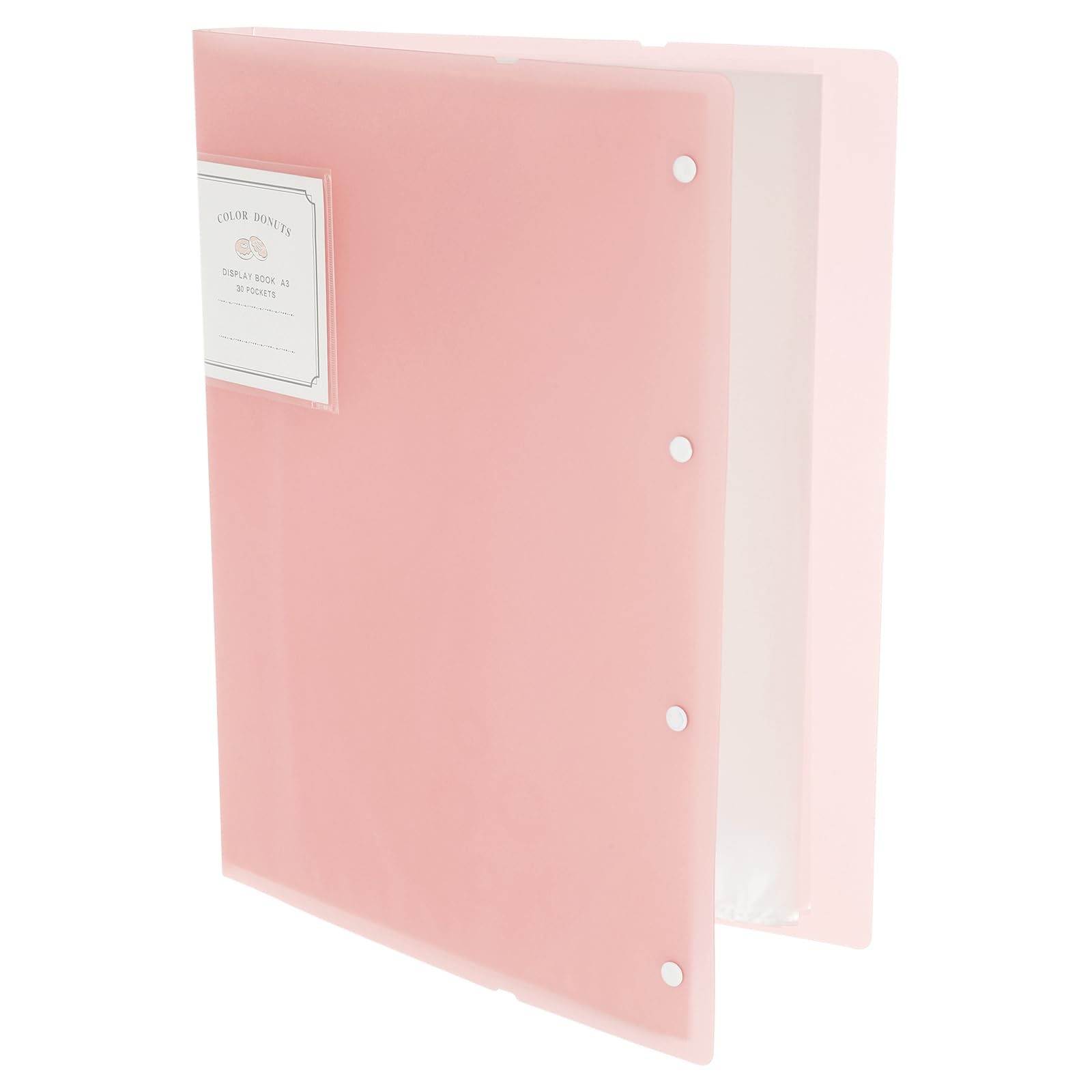 M&G 30-Pocket Binder with PP Plastic Sleeves A3(Pink), Art Portfolio Folder with Clear Sheet Protectors, for Organizing Documents, 310x235x22mm