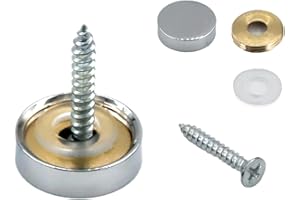 Boguish 4Pcs Mirror Screws, 18mm Caps Cover Nails Polished Stainless Steel Flat Head Decorative Screws