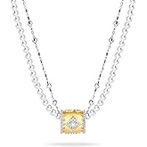 D-POW Pearl Necklaces for Women S925 Sterling Silver Necklace Layered Necklaces for Women Trendy Dainty Clover Pendant for Women Vintage Jewelry Gifts