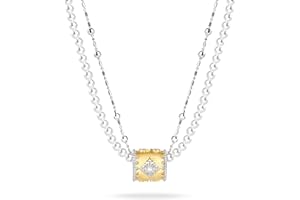 D-POW Pearl Necklaces for Women S925 Sterling Silver Necklace Layered Necklaces for Women Trendy Dainty Clover Pendant for Women Vintage Jewelry Gifts