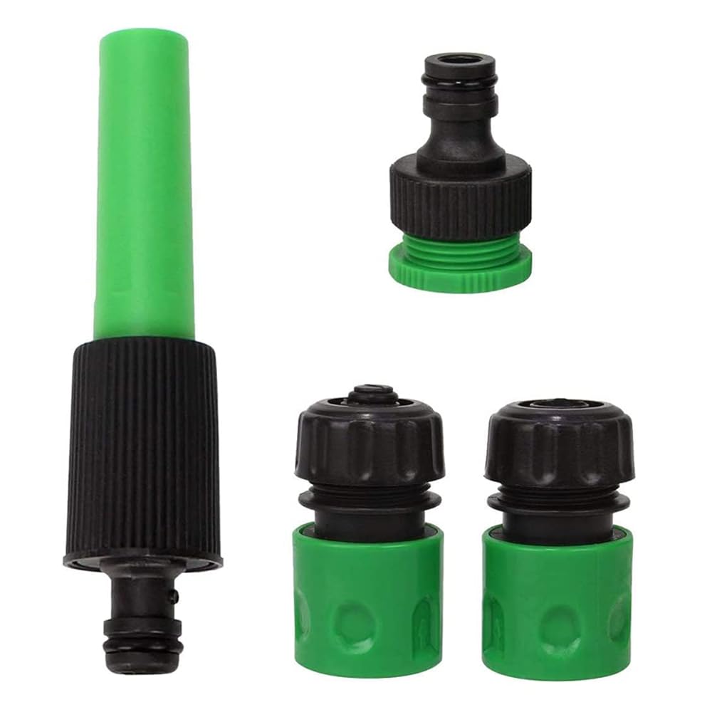ASPIRE UK Garden Hose Fitting Starter Set – Includes Nozzle, Hose End Connector, Waterstop & Threaded Tap Connector – Fits 12.5mm & 15mm Hoses – Universal Outdoor Tap Adapter Kit