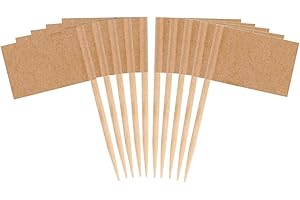 JAVD 100 Pcs (Kraft Paper) Blank Toothpick Flag Fruit Cupcake Markers Toothpick Flag Kraft Paper Markers Toothpick Flag