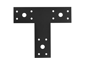 EOERE 8 PCS Black Flat Tee Mending Plate, T Flat Repair Tie Plate, Strong Strap Steel Metal Multiple Holes Corner Brace for Wood, Furniture, Lumber Timber Connector, Thickness 2mm
