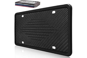 Intermerge License Plate Frame Holder - Universal American Auto Silicone License Plate Cover Rust-Proof,Rattle-Proof,Weather-Proof with 3 Drainage Holes Car Black License Plate Frame Black