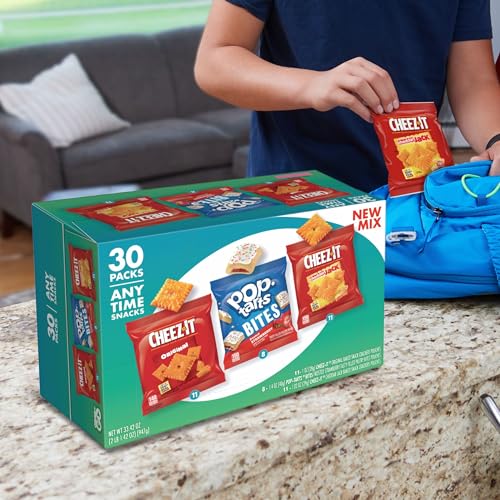 KELLOGG’S CHEEZ-IT & POP-TARTS SNACKS, GRAB ‘N GO, ANY TIME SNACKS VARIETY PACK, 33.42OZ BOX (30 COUNT)