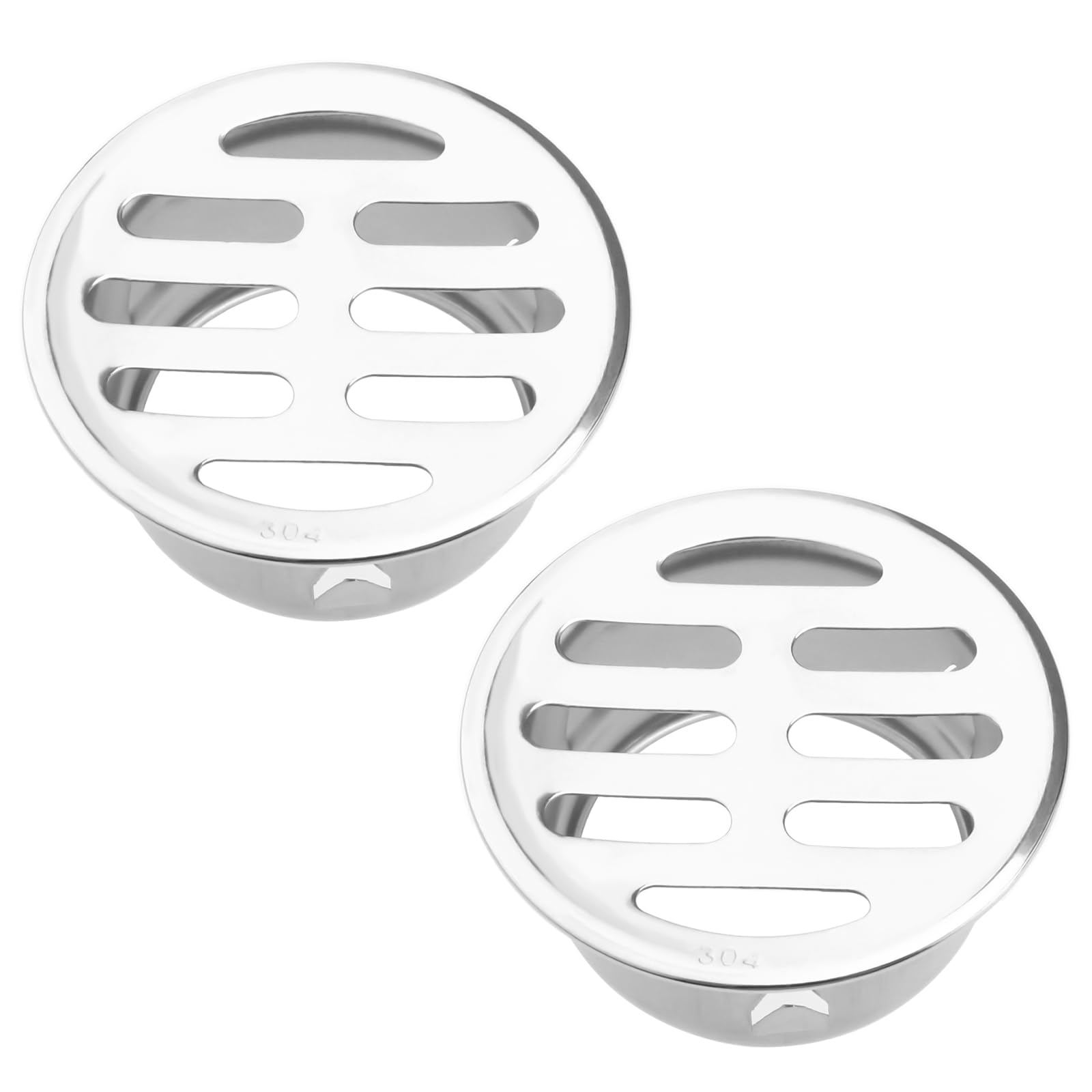 SG Store 2pcs 50 Flat Mouth Floor Drain Stainless Steel Floor Drain Drain Mesh Cover Round Drain Sink for Outdoor Drainage Pipes Rooftops Kitchens Bathrooms Garages