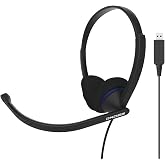 Koss CS200-USB Dual-Sided On-Ear Communication Headset, Black, USB-A Plug | Noise Cancelling Electret Microphone, Flexible Microphone Arm, B2B, Telehealth, Education, Call Centers