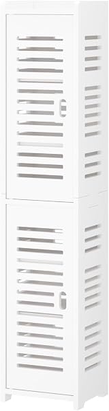 Dripex 7 Tier Tall Bathroom Floor Cabinet 20W x 20D x 118H cm White view 4