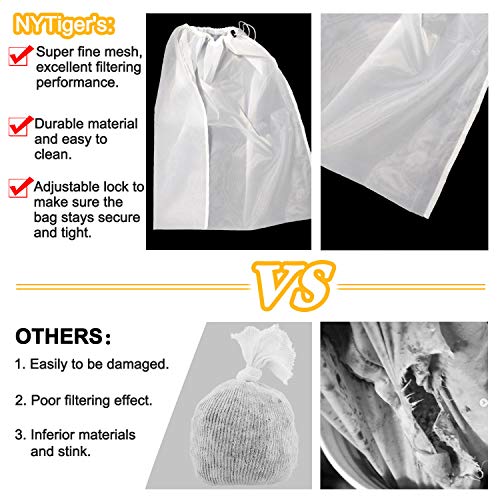 NYTiger 5 PACK Extra Large (26" x 22") Brew Bags Reusable Nylon Fine