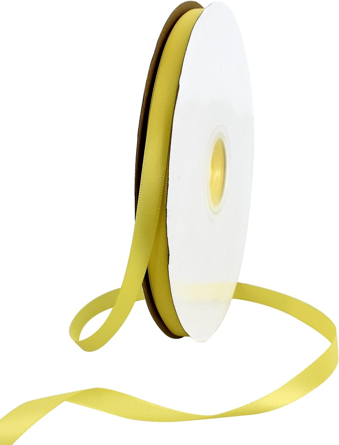 TONIFUL 3/8 Inch x 100yds Lemon Light Yellow Satin Ribbon Thin Solid Fabric Ribbons Roll for Gift Wrapping Invitation Floral Hair Balloons Craft Sewing Party Wedding Decoration Valentine's Day Bouquet — image 1