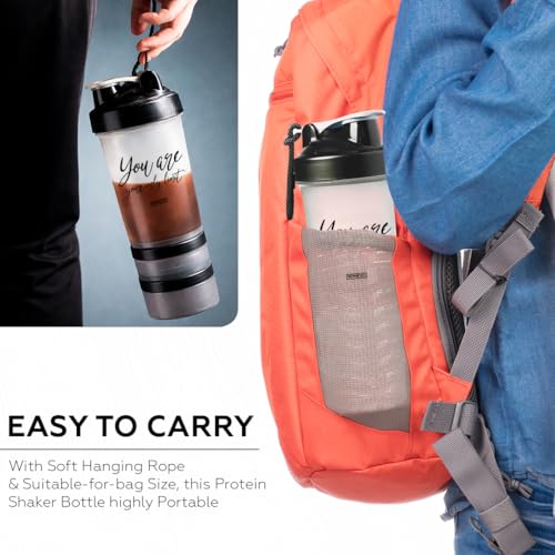 BERNESSI 500ml/17oz Protein Shaker Bottle with Leak-Proof for Protein Mixes & Shakes with Stainless Steel Ball, Protein Bottle Blender Cocktail Shaker Cup for Gym Fitness Home Pre Workout (Limit)