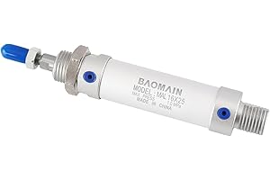 Baomain MAL 16x25 Mini Pneumatic Air Cylinder,0.63 inch(16 mm),Stroke 0.98 inch(25 mm), Double-Acting, Single Rod, Aluminum Body for Industrial Automation
