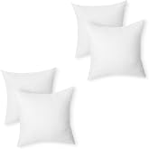 Amazon Basics Throw Pillow Insert, Down Alternative Fiberfill , Hypoallergenic, Machine Washable, 18 Inch, 4-Pack, for Sofa Bed Couch