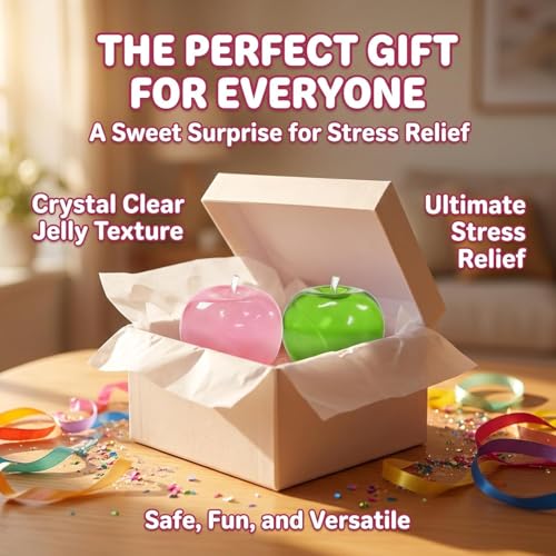 2026 New Apple Squishy, Slow Rising Stress Relief, Adult Apple Shaped Squeezes Balls, Soft Fruit Anxiety Relief Dough Decompression Gift (2pcs - Pink + Green)